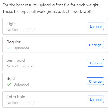 Screenshot of font uploads