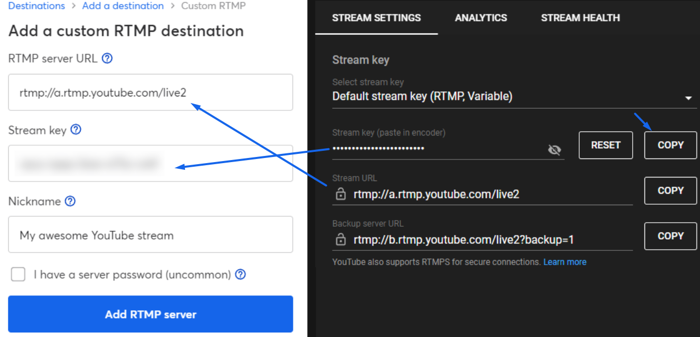 Connect to an Existing YouTube Live Stream