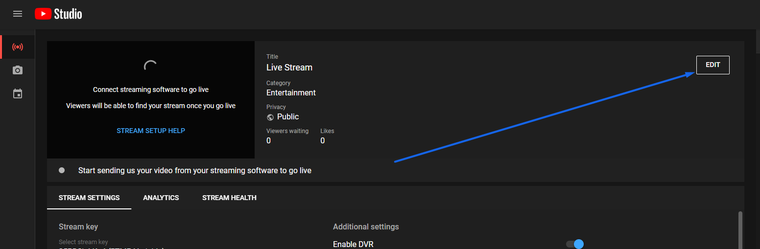 Youtube dashboard deals live stream